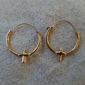 10k gold kids hoop earings with crosses